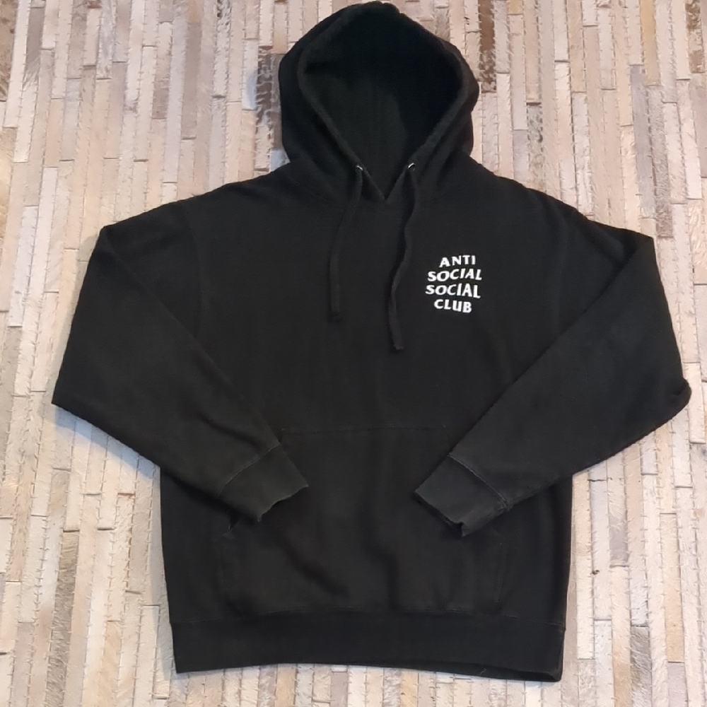 Anti Social Social Club Mind Games Logo Print Black Hooded Sweatshirt